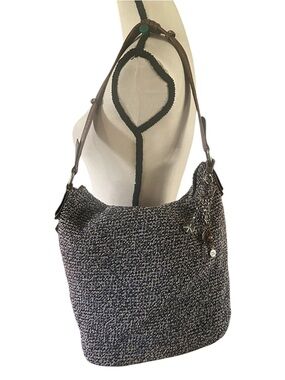 The Sac Sequoia Crochet Hobo Bag Urban Static black/gray and white.